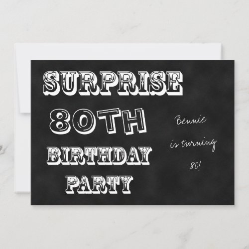 Surprise 80th Birthday Party Invitation Chalkboard