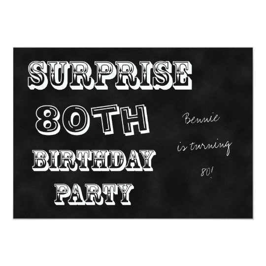 Surprise 80th Birthday Party Invitation Chalkboard | Zazzle