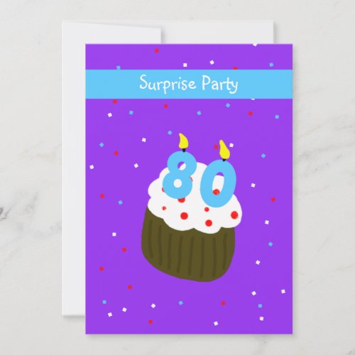 Surprise 80th Birthday Party Invitation -- Cupcake