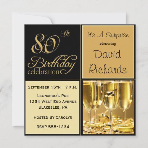 Surprise 80th Birthday Party Invitations