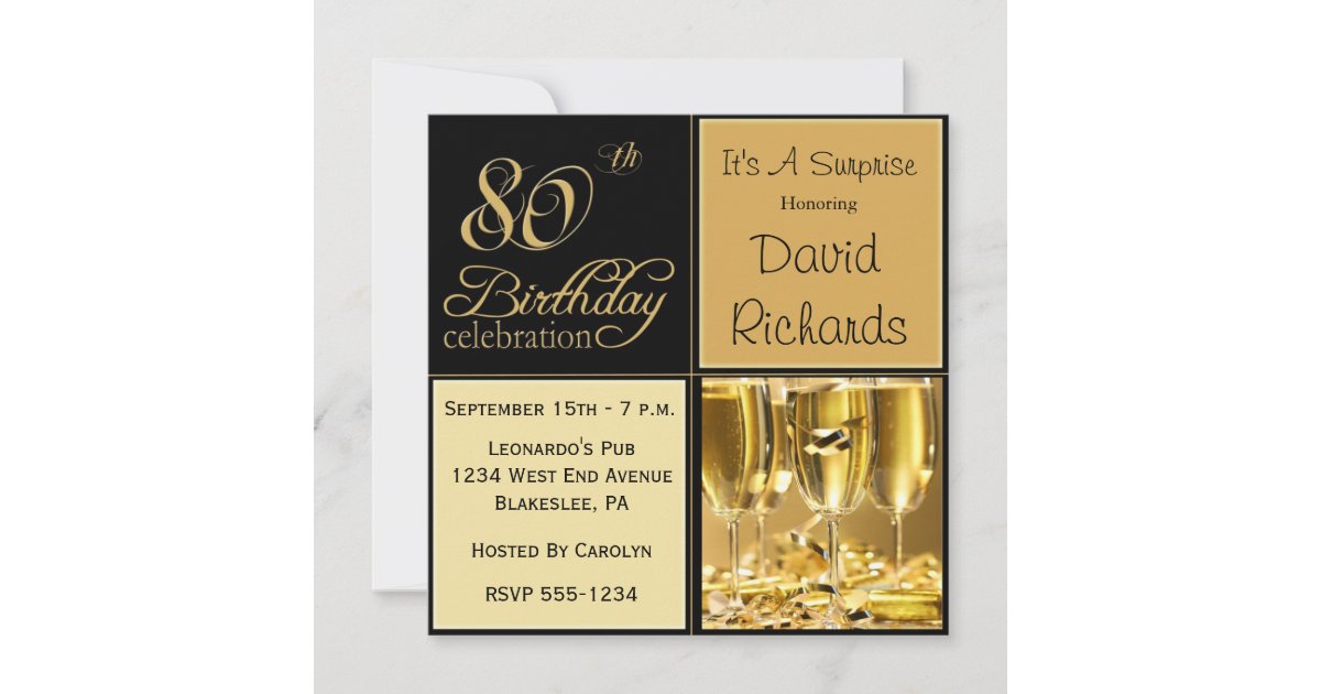 Surprise 80th Birthday Party Invitations | Zazzle