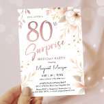 Surprise 80th Birthday Party Rose Gold Girl Floral Invitation<br><div class="desc">Celebrate 80 years in style with our elegant "Surprise 80th Birthday Party Rose Gold Girl Floral Invitation!" Perfect for an elegant and memorable 80th birthday party. Order your today and make your celebration truly special! Please note: Gold glitter effects are only simulated; no real gold will be used in the...</div>