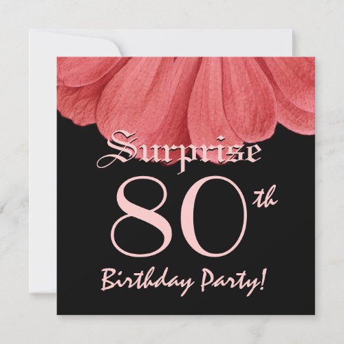 SURPRISE 80th Birthday Peach Flower Z306 Invitation