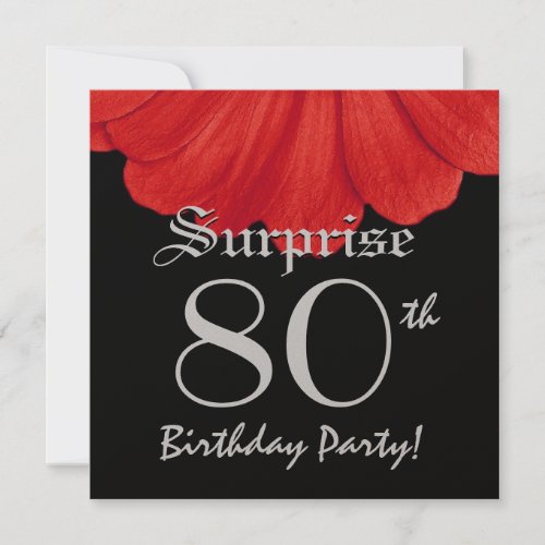 SURPRISE 80th Birthday Red Flower Z305 Invitation