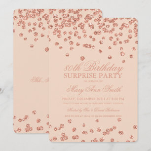 Surprise 80th Birthday Rose Gold Glitter Blush Invitation