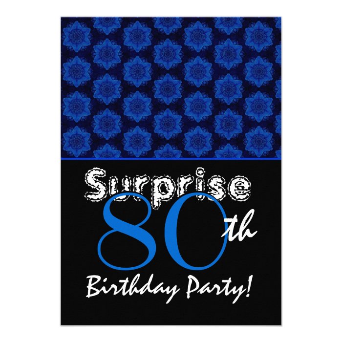 SURPRISE 80th Birthday Royal Blue Stars W1449 Invites