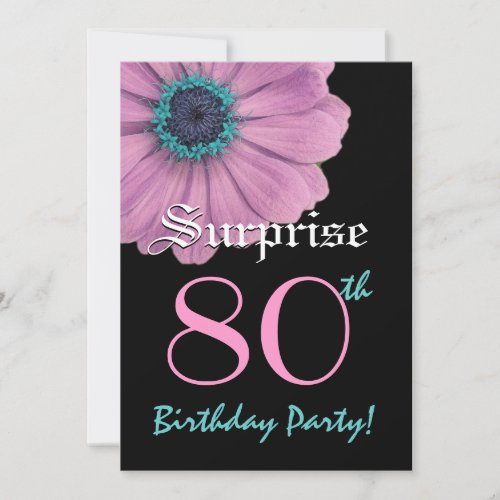 SURPRISE 80th Birthday Template Pink Daisy Invite