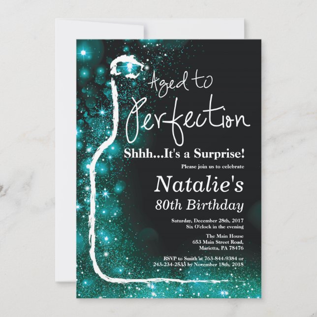 Surprise 80th Birthday Wine Aged to Perfection Invitation (Front)