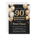 Surprise 90th Birthday Black and Gold Balloons