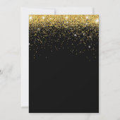 Surprise 90th Birthday Black and Gold Glitter Invitation (Back)