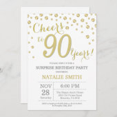 Surprise 90th Birthday Gold Glitter Diamond Invitation (Front/Back)