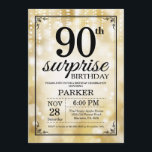Surprise 90th Birthday Invitation Gold Glitter<br><div class="desc">Surprise 90th Birthday Invitation with Gold String Lights with Gold Glitter Background. Gold Birthday. Adult Birthday. Men or Women Bday Invite. 13th 15th 16th 18th 20th 21st 30th 40th 50th 60th 70th 80th 90th 100th, Any age. For further customization, please click the "Customize it" button and use our design tool...</div>