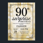Surprise 90th Birthday Invitation Gold Glitter<br><div class="desc">Surprise 90th Birthday Invitation with Gold String Lights with Gold Glitter Background. Gold Birthday. Adult Birthday. Men or Women Bday Invite. 13th 15th 16th 18th 20th 21st 30th 40th 50th 60th 70th 80th 90th 100th, Any age. For further customization, please click the "Customize it" button and use our design tool...</div>