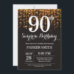 Surprise 90th Birthday Invitation Gold Glitter<br><div class="desc">Surprise 90th Birthday Invitation with Gold String Lights with Gold Glitter Background. Gold Birthday. Adult Birthday. Men or Women Bday Invite. 13th 15th 16th 18th 20th 21st 30th 40th 50th 60th 70th 80th 90th 100th, Any age. For further customization, please click the "Customize it" button and use our design tool...</div>