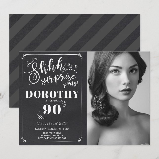 Surprise 90th Birthday Invitation Vintage Surprise (Front/Back)