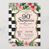 Surprise 90th Birthday Invitation Women Floral (Front/Back)