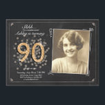 Surprise 90th birthday invite Chalkboard vintage<br><div class="desc">♥ A perfect way to invite your guests to this special birthday party! For a 90th birthday party. Check out the collection for other ages!</div>