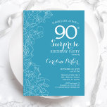 Surprise 90th Birthday Party - Light Blue Floral Invitation<br><div class="desc">Light Blue Floral Surprise 90th birthday party invitation. Minimalist modern design featuring botanical accents and typography script font. Simple feminine invite card perfect for a stylish female surprise bday celebration. Can be customized to any age.</div>
