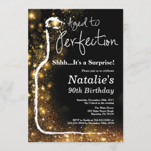 Surprise 90th Birthday Wine Aged to Perfection Invitation