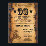 Surprise 90th Western Birthday Invitation<br><div class="desc">Surprise 90th Western Birthday Invitation. Cowboy Horse Wild West Theme Birthday Party. Rustic Wood Country Background. For further customization,  please click the "Customize it" button and use our design tool to modify this template.</div>