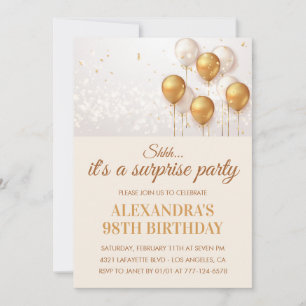 Surprise 98th birthday invitations Gold modern