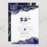 Surprise Adult 75th Birthday Elegant Navy Agate Invitation