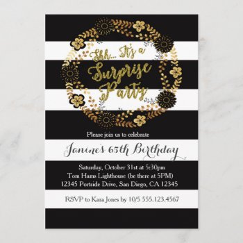 Surprise Adult Gold Birthday Party Invitation by seasidepapercompany at Zazzle