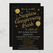 Surprise Anniversary Invitation Party Black Gold (Front/Back)