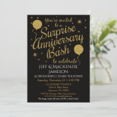 Surprise Anniversary Invitation Party Black Gold (Standing Front)