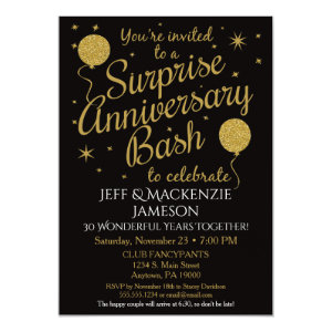anniversary invitation gold surprise invitations 10th zazzle 35th cards announcements