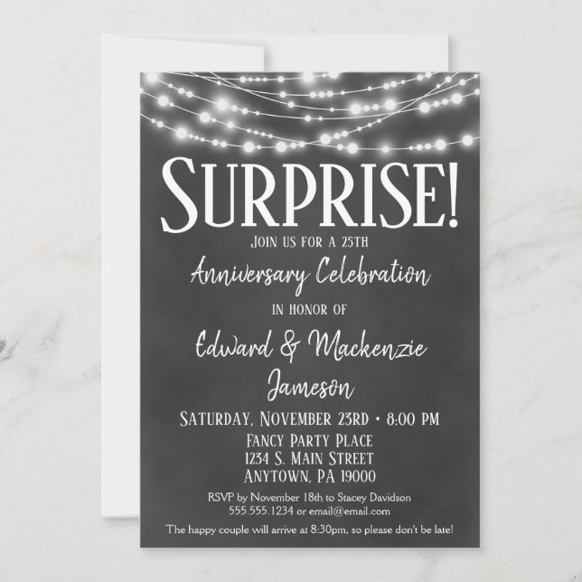 Surprise Anniversary Party Invitation Chalkboard (Front)