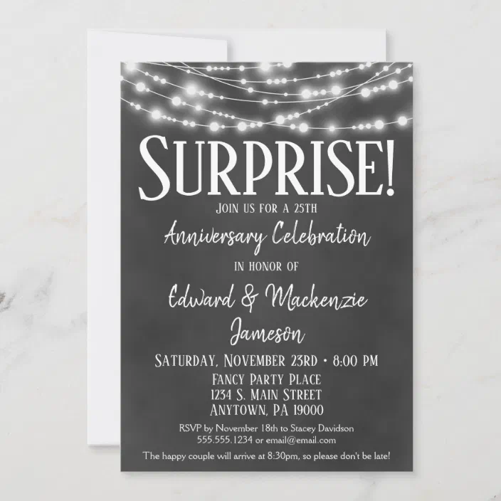 Surprise Anniversary Party Invitation Chalkboard Zazzle Com