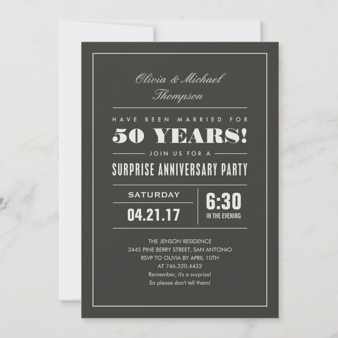 Surprise Anniversary Party Invitations - Big Type | Zazzle