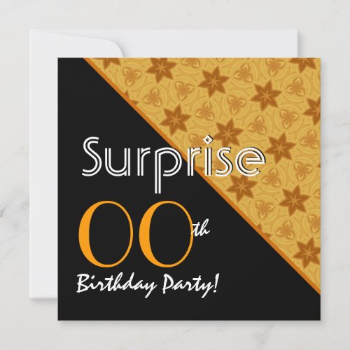 SURPRISE Any Year Birthday Gold Stars G312 Invite