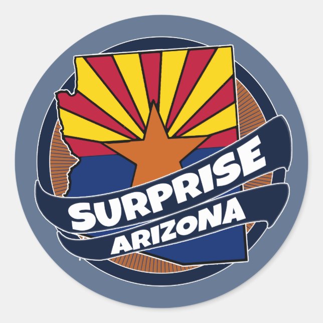 Surprise Arizona flag burst round stickers (Front)