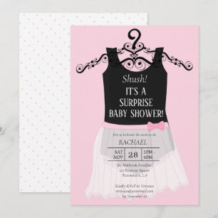 Surprise Baby Shower Ballerina Pink Invitation