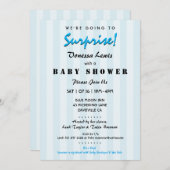 Surprise Baby Shower Blue Stripes Invitation (Front/Back)