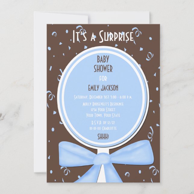 Surprise Baby Shower Invitation Blue (Front)