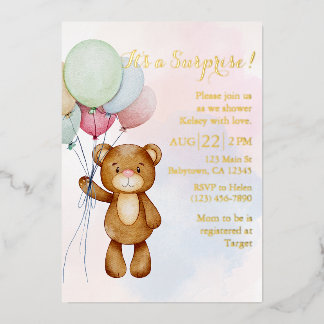 Surprise Baby Shower invitation  Foil Invitation