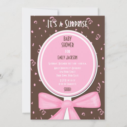 Surprise Baby Shower Invitation Pink