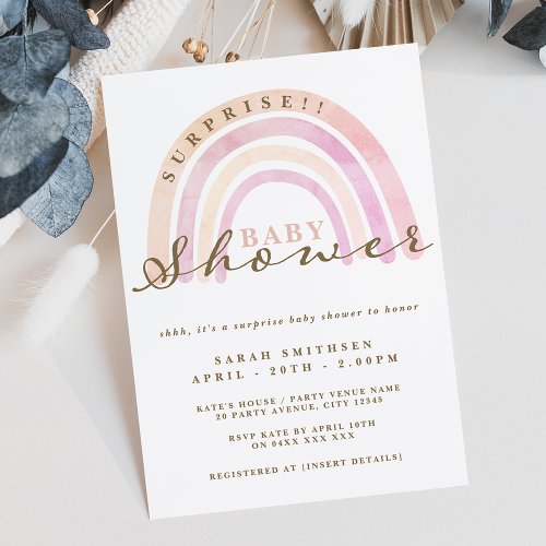 Surprise Baby Shower Neutral Rainbow Invitation