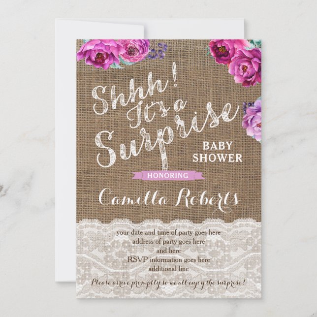 Surprise Baby Shower or Party Invitation Cards (Front)