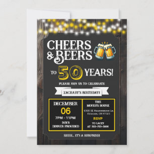 Surprise Backyard Cheers and Beers to 50 Years  Invitation