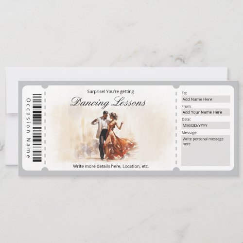 Surprise Ballroom Dancing Lessons Gift Certificate Invitation