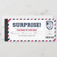 Baseball Game Surprise Gift Ticket Surprise Ticket to the 