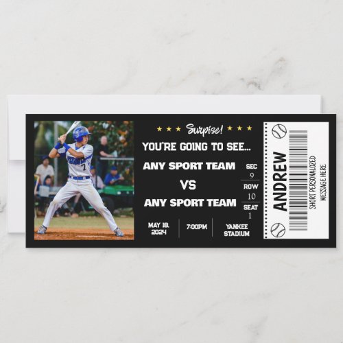 Surprise Baseball Game Stadium Gift Ticket Invitation