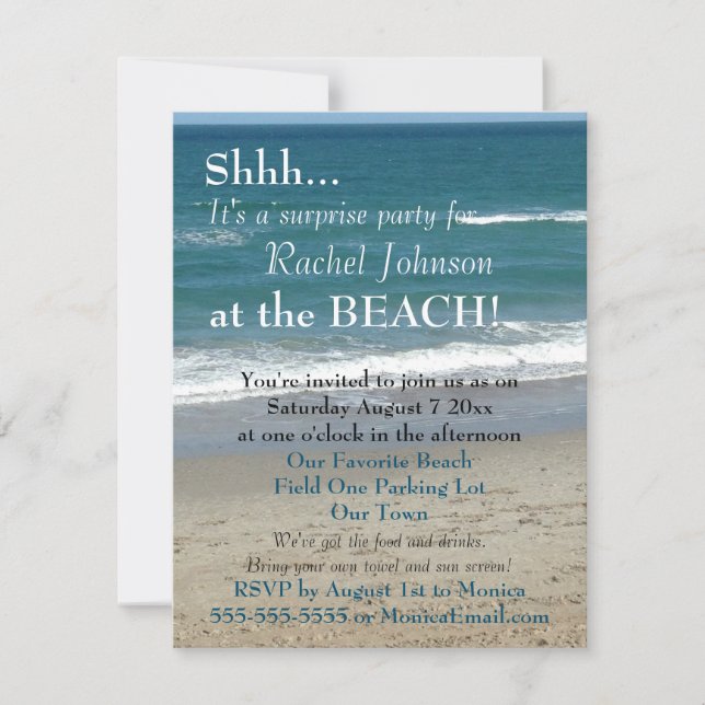 Surprise Beach Party Invitation (Front)