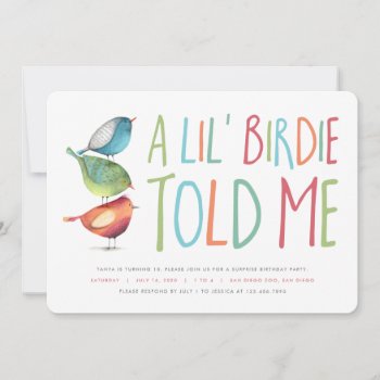 Surprise Birdie Birthday Party Invitation by mistyqe at Zazzle