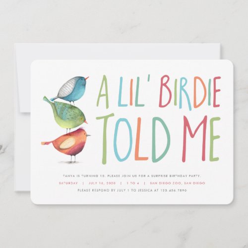 Surprise Birdie Birthday Party Invitation