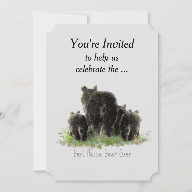Surprise Birthday Best Poppa Ever Fun Bear Invite (Front)